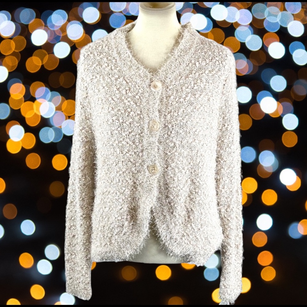 Tivoli fuzzy sequin cardigan size L